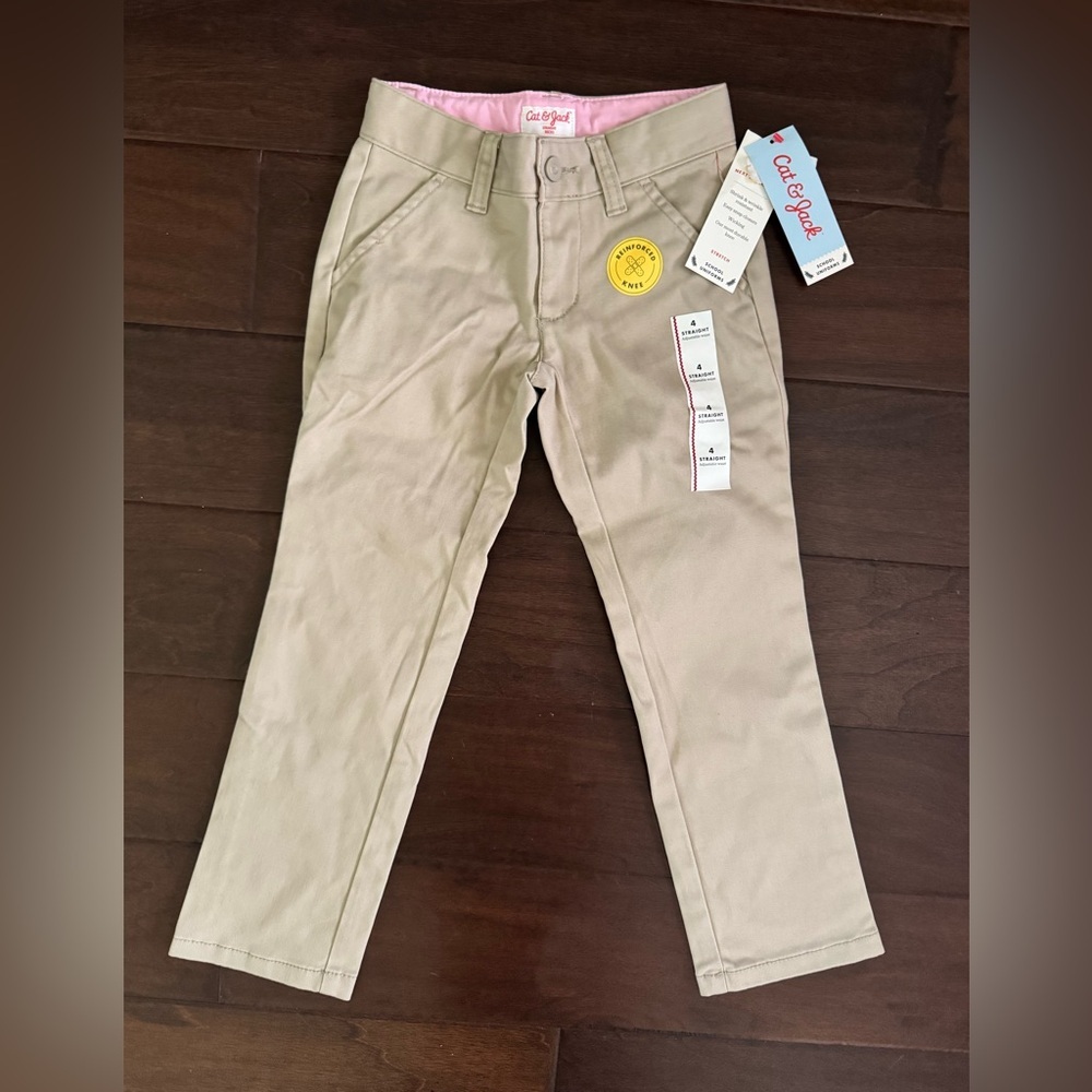 Girls Cat & Jack straight leg khaki uniform pants size 4 - NWT